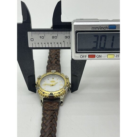 Vintage 1996 GUESS Women\'s Two-Tone Watch Brown Leather Braided Strap Japan Mvmt main image 8